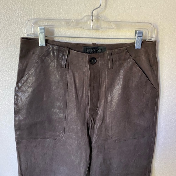 SPRWMN Women’s Leather straight-leg pants Brown Size S Button Fly Pants - Picture 5 of 10